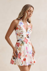 Wildblumen Neckholder-Minikleid Multi
