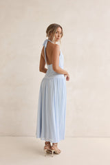 Robin Netz-Halter-Maxikleid Blau