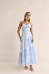 Trägerloses Maxikleid Ocean Blue Blau