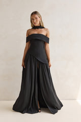 Mitternachts-Eleganz Carmen-Maxikleid Schwarz