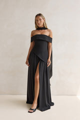 Mitternachts-Eleganz Carmen-Maxikleid Schwarz