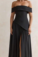 Mitternachts-Eleganz Carmen-Maxikleid Schwarz