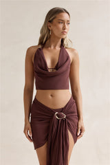Neckholder-Top „Island Twilight“, Schokolade
