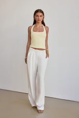 BASE Luxe Rib Simple Silhouette Neckholder-Top Gelb