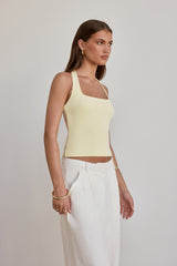 BASE Luxe Rib Simple Silhouette Neckholder-Top Gelb