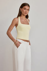 BASE Luxe Rib Simple Silhouette Neckholder-Top Gelb