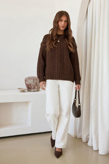 Kuscheliger Aura Strickpullover Schokolade