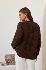 Kuscheliger Aura Strickpullover Schokolade