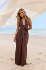 Pure Dreamer Neckholder Maxikleid Braun