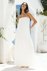 Willow Breeze Plissiertes Maxikleid Weiß