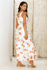 Aprikosen Traum Maxikleid Blumenmuster