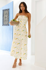 Fruitful Gardens Trägerloses Maxikleid Gelb