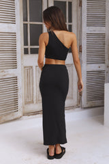 One Becomes Two Crop Top Schwarz