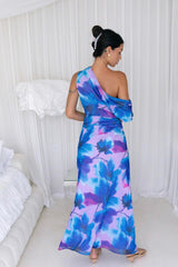 Midnight Palette schulterfreies Maxikleid Blau