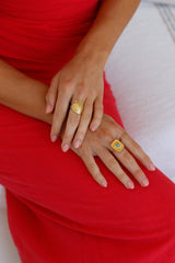 18k vergoldeter Geheimnis-Edelstein-Ring Gold