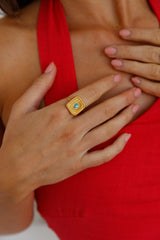 18k vergoldeter Geheimnis-Edelstein-Ring Gold