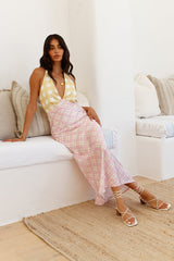 Picknick-Date-Satin-Maxikleid Pink