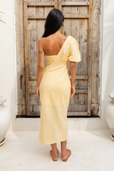 Samthimmel Midikleid Gelb