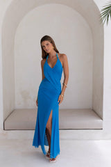 Kiss And Tell Mesh Neckholder Maxikleid Blau