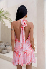 Süße Sommernächte Neckholder Mini-Kleid Pink