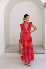 Maxikleid „Sonnenuntergangs-Picknick“ Pink