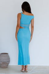 Summer Moon schulterfreies Maxikleid Blau