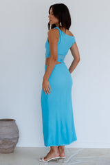 Summer Moon schulterfreies Maxikleid Blau