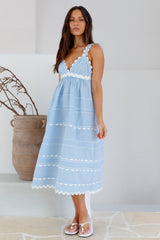 Sommer-Soirée Midi-Kleid Blau