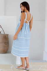 Sommer-Soirée Midi-Kleid Blau