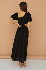 Ockerfarbenes Maxikleid Schwarz