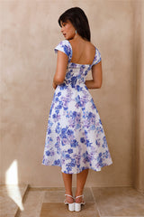 Midi-Kleid „Moon Orchids“ Blau