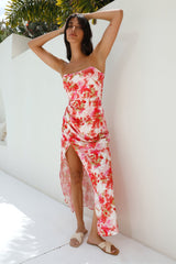 Gardenia trägerloses Maxikleid Rot
