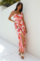 Gardenia trägerloses Maxikleid Rot