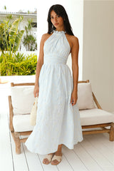 Maxikleid "Fly Away" mit Neckholder in Blau