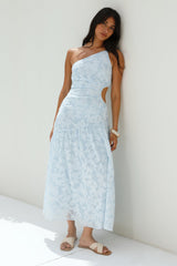Maxikleid "Fully Focused" mit One-Shoulder-Träger, Blau