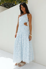 Maxikleid "Fully Focused" mit One-Shoulder-Träger, Blau