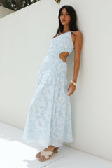 Maxikleid "Fully Focused" mit One-Shoulder-Träger, Blau