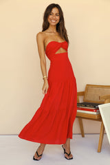 Frei fallendes Maxikleid Rot