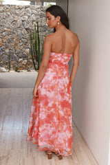 Trägerloses Maxikleid „Sunset Memories“ in Orange