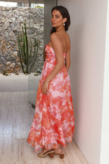Trägerloses Maxikleid „Sunset Memories“ in Orange