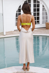 RUNAWAY THE LABEL Remi Slip Dress Champagner/Zitrus