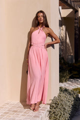 Hier mit dir Halter-Maxikleid Rosa