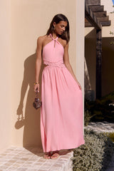 Hier mit dir Halter-Maxikleid Rosa