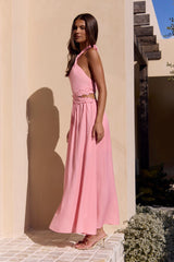 Hier mit dir Halter-Maxikleid Rosa