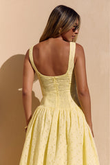 Romance Stitched Maxikleid Zitrone
