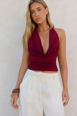 BASE Contour In Her Element Halter-Neck-Cowl-Top Wein