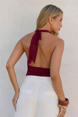 BASE Contour In Her Element Halter-Neck-Cowl-Top Wein