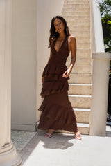 Path Of Fate Neckholder-Maxikleid Braun