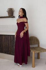Sparkle Somewhere New Maxi Dress Wine