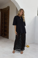 Lover Of The Moon Lace Maxi Skirt Black